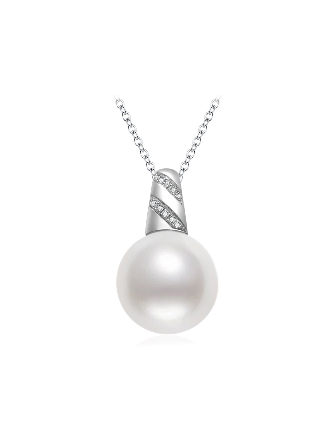 Kalung Mutiara Air Masin Berlian Putih 18K Emas Pepejal Australia KN00136