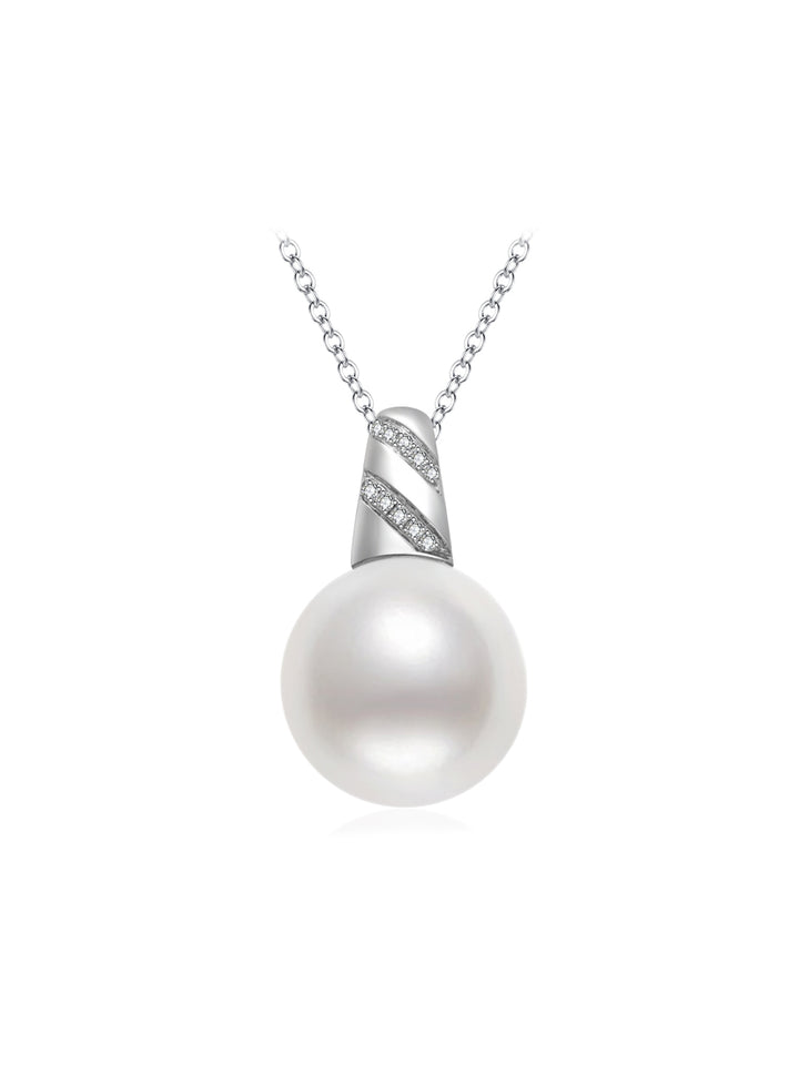 Kalung Mutiara Air Masin Berlian Putih 18K Emas Pepejal Australia KN00136