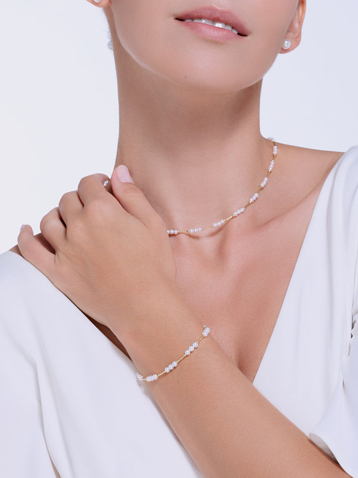 Top Grade 18K Solid Gold Freshwater Pearl Bracelet KB00023