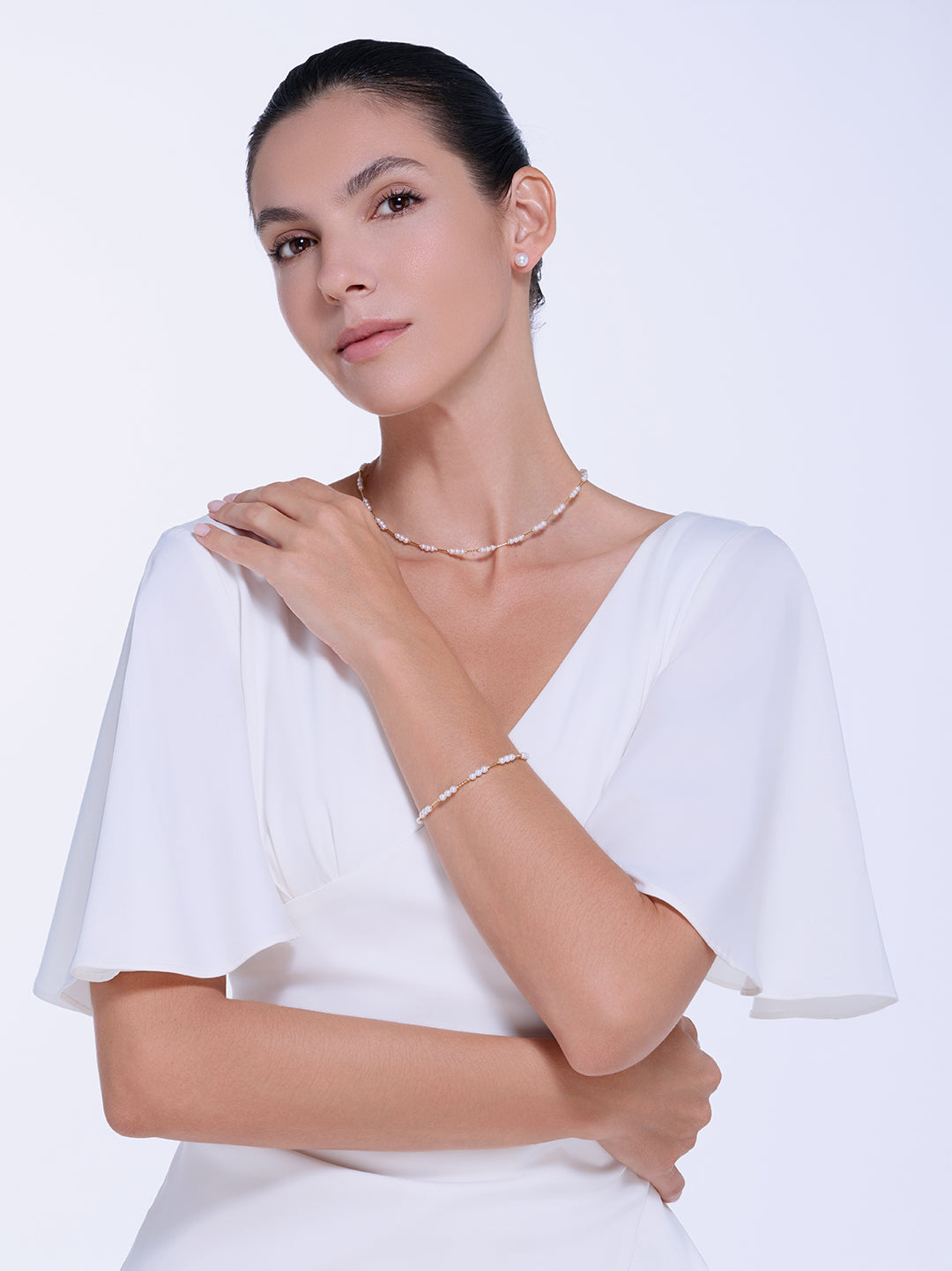 Top Grade 18K Solid Gold Freshwater Pearl Bracelet KB00023