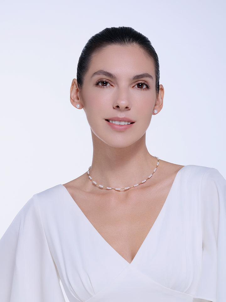 18K Solid Gold Top Grading Freshwater Pearl Necklace KN00142