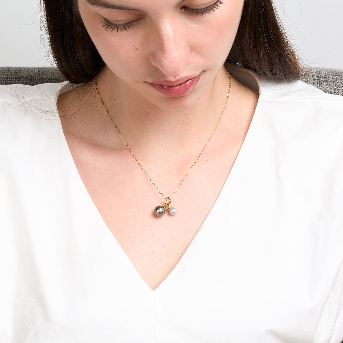 18K Solid Gold Tahitian & Madama Pearl Necklace KN00148 | HARMONY - PEARLY LUSTRE