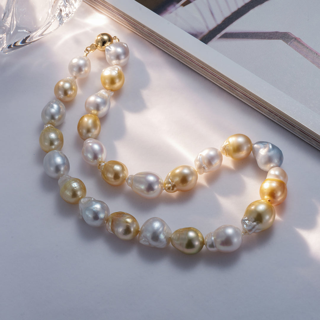 18k Gold Baroque South Sea Pearl Jewelry Set KS00013 - PEARLY LUSTRE