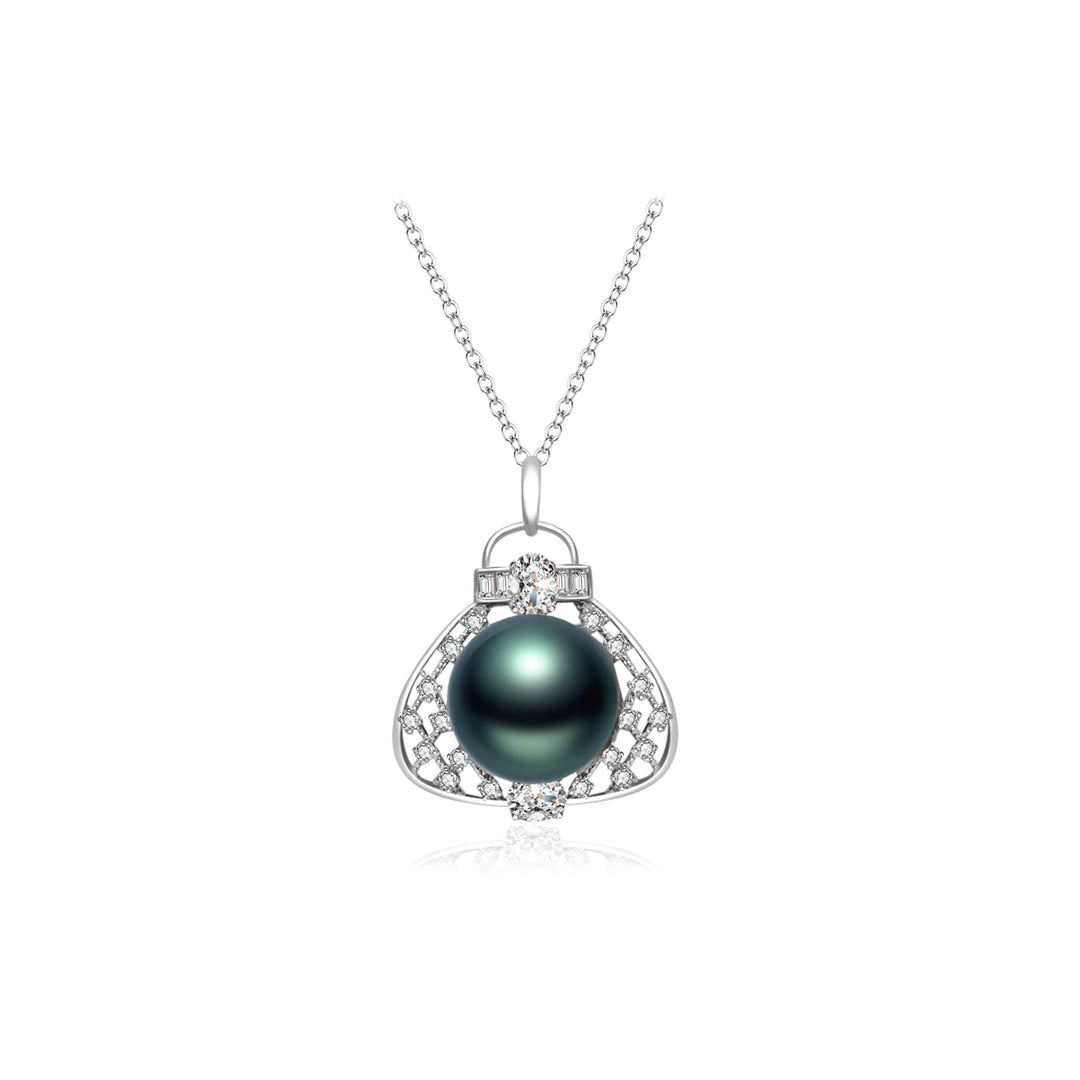 18K Solid Gold Saltwater Tahitian Pearl Necklace KN00157 - PEARLY LUSTRE