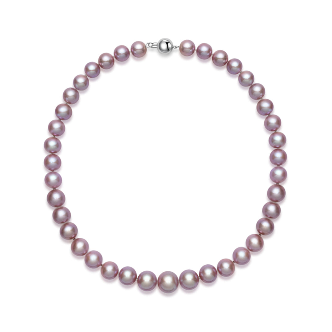 18k Gold Top Lustre Edison Purple Pearl Necklace KN00160 - PEARLY LUSTRE