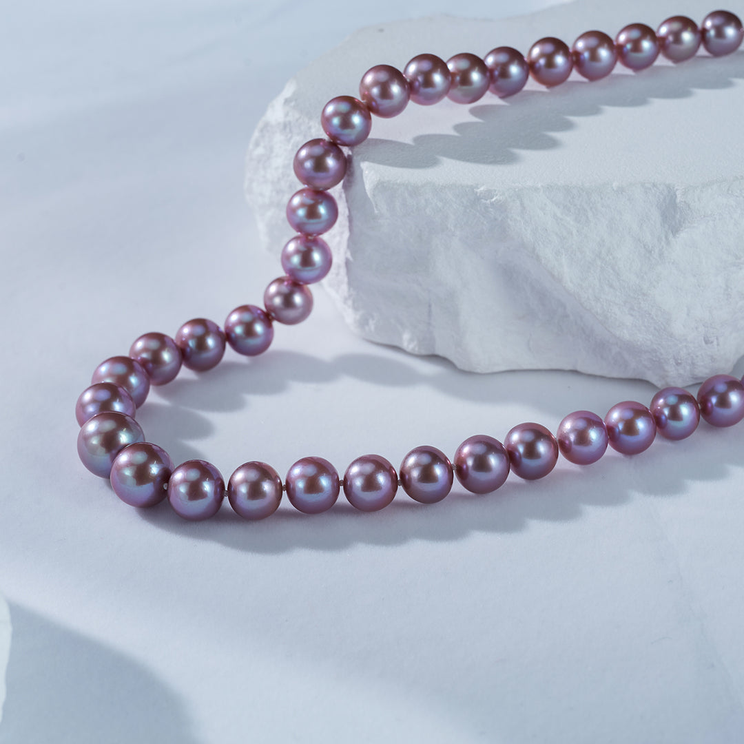 18k Gold Edison Purple Pearl Necklace KN00160 - PEARLY LUSTRE