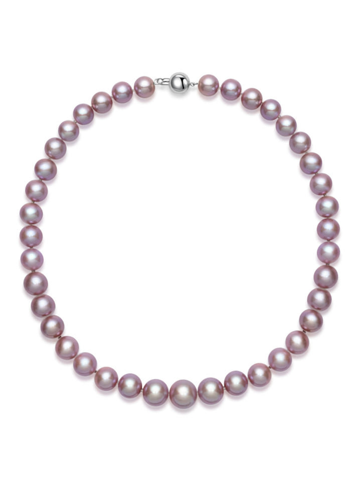 18k Gold Top Lustre Edison Purple Pearl Necklace KN00160