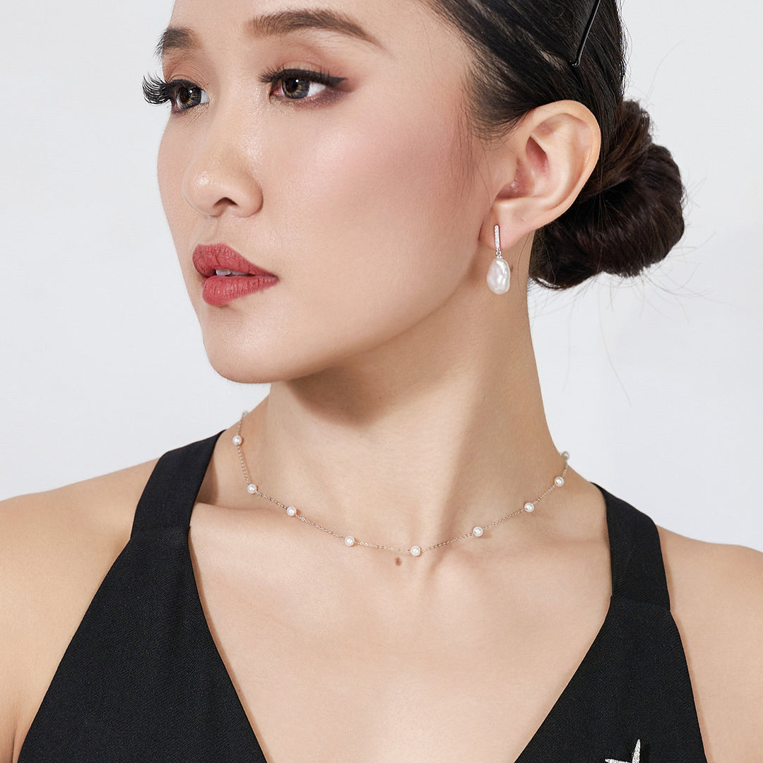 Elegant Keshi Freshwater Pearl Earrings WE00599 - PEARLY LUSTRE
