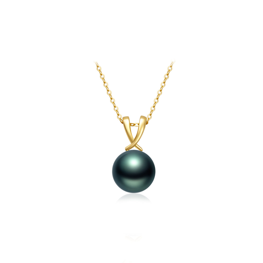 18K Solid Gold Saltwater Tahitian Pearl Necklace KN00169 - PEARLY LUSTRE