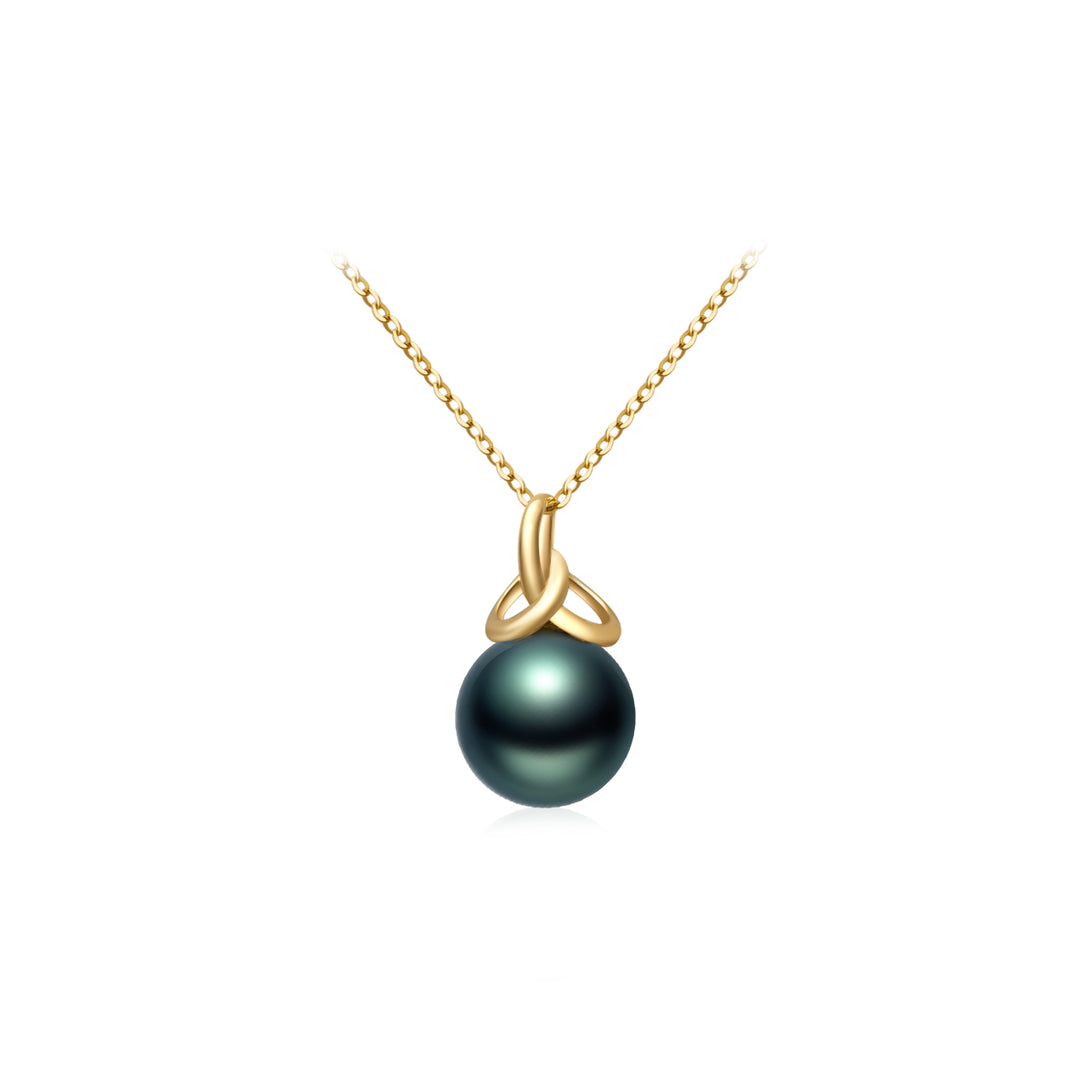 18K Solid Gold Saltwater Tahitian Pearl Necklace KN00170 - PEARLY LUSTRE