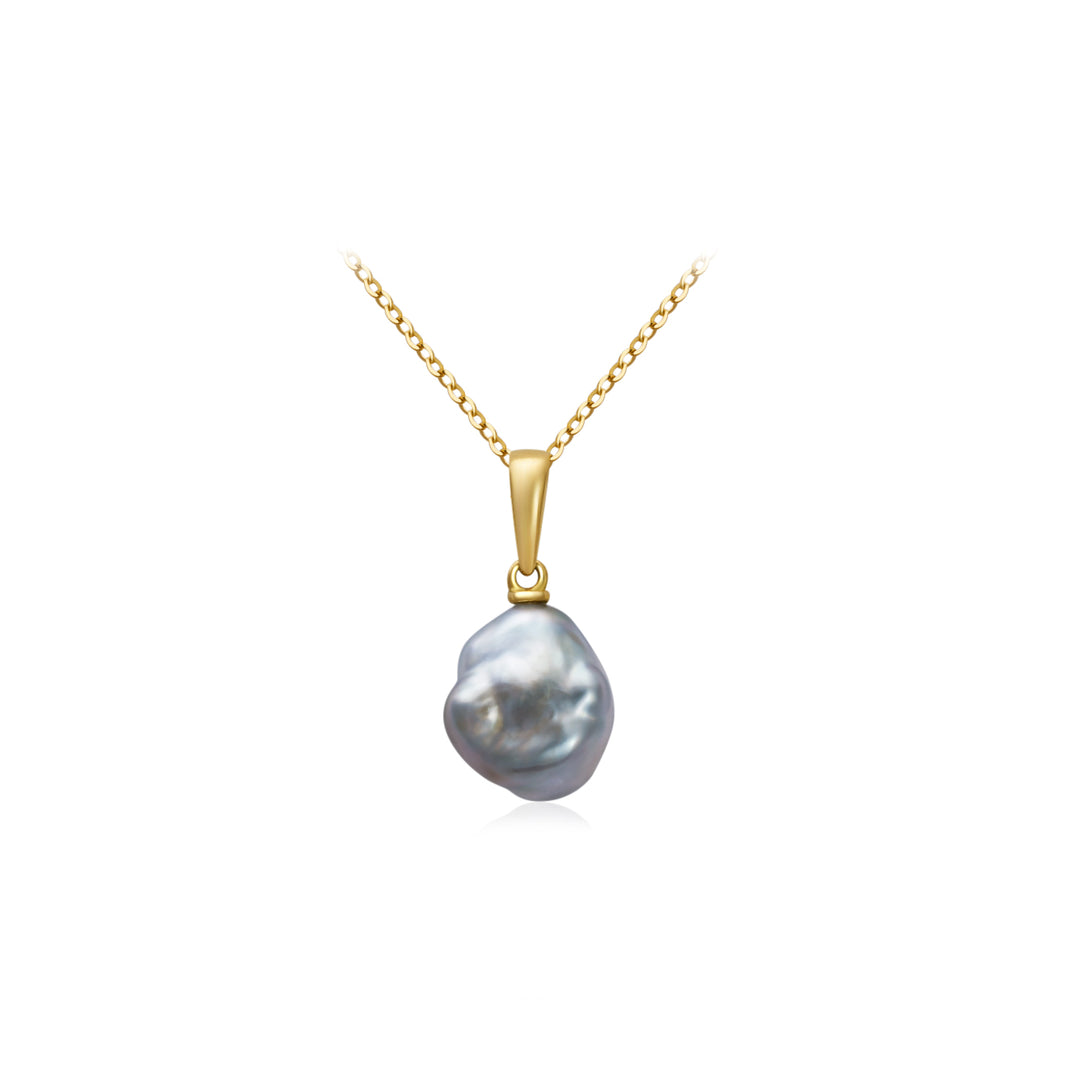 18K Solid Gold Saltwater Tahitian Keshi Pearl Necklace KN00171 - PEARLY LUSTRE