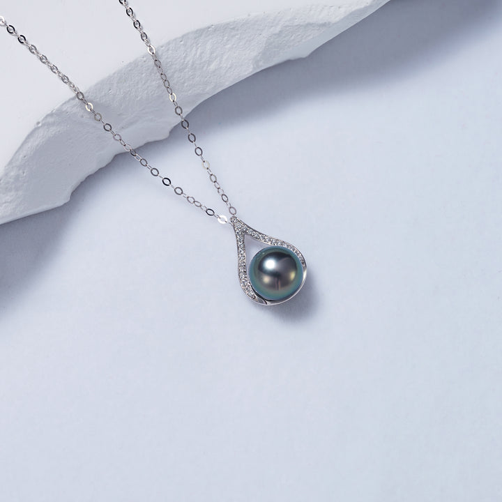 18k Solid Gold Tahitian Pearl Necklace KN00183 - PEARLY LUSTRE