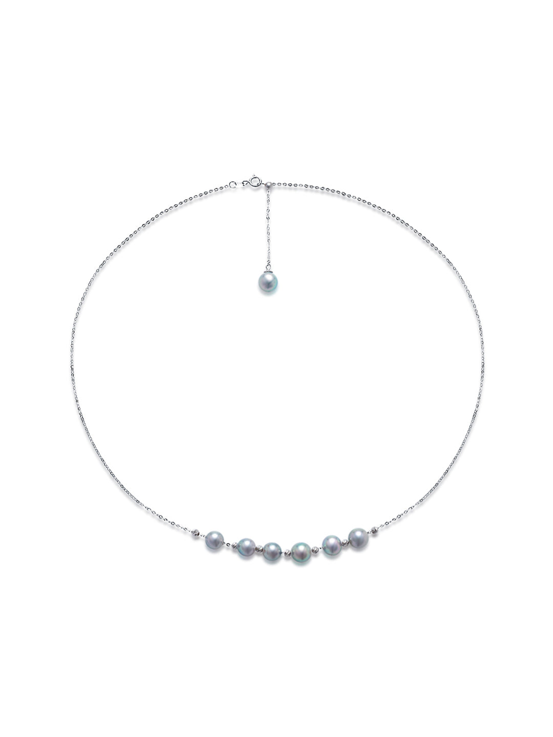 18K Solid Gold Silver Blue Akoya Pearl Necklace KN00194