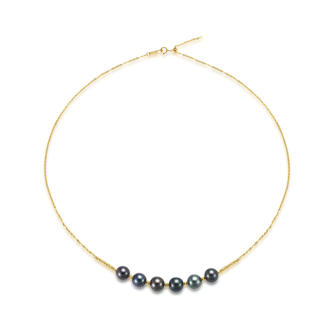 18k Solid Gold Tahitian Pearl Necklace KN00195 - PEARLY LUSTRE