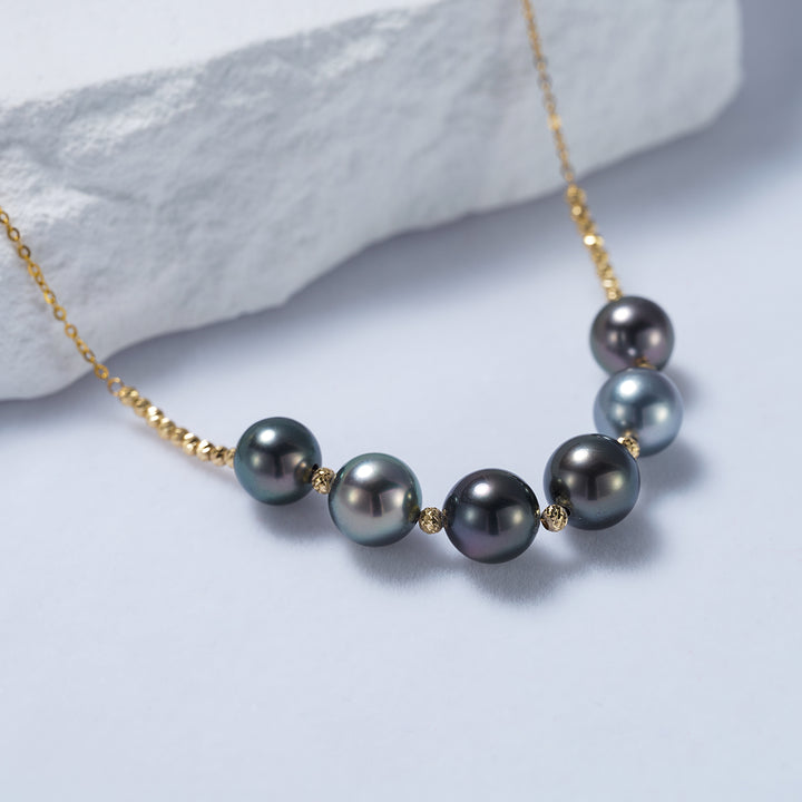 18k Solid Gold Tahitian Pearl Necklace KN00195 - PEARLY LUSTRE