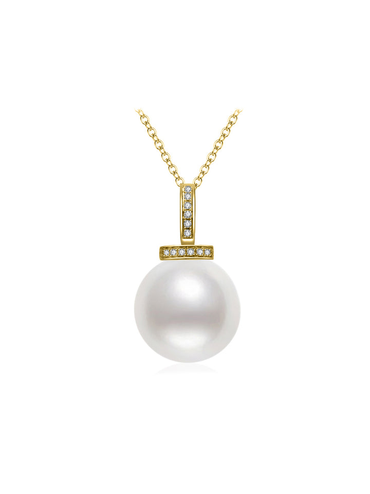 Collier de perles d'eau salée blanches australiennes en or massif 18 carats et diamants KN00206