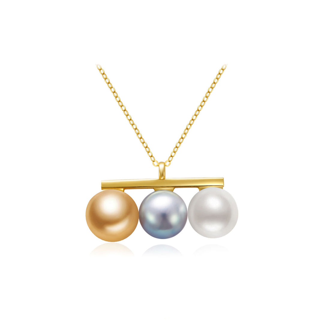 18K Solid Gold Saltwater Pearl Necklace KN00210 - PEARLY LUSTRE