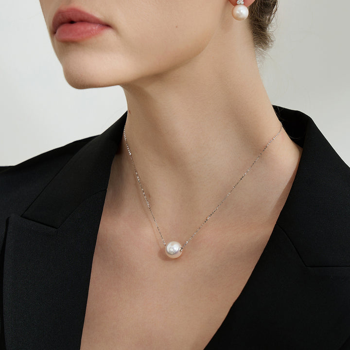 Collar de perlas del Mar del Sur blanco australiano de oro macizo de 18 quilates KN00039