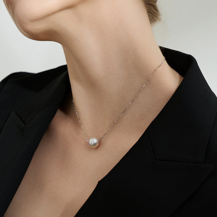 Collar de perlas del Mar del Sur blanco australiano de oro macizo de 18 quilates KN00039