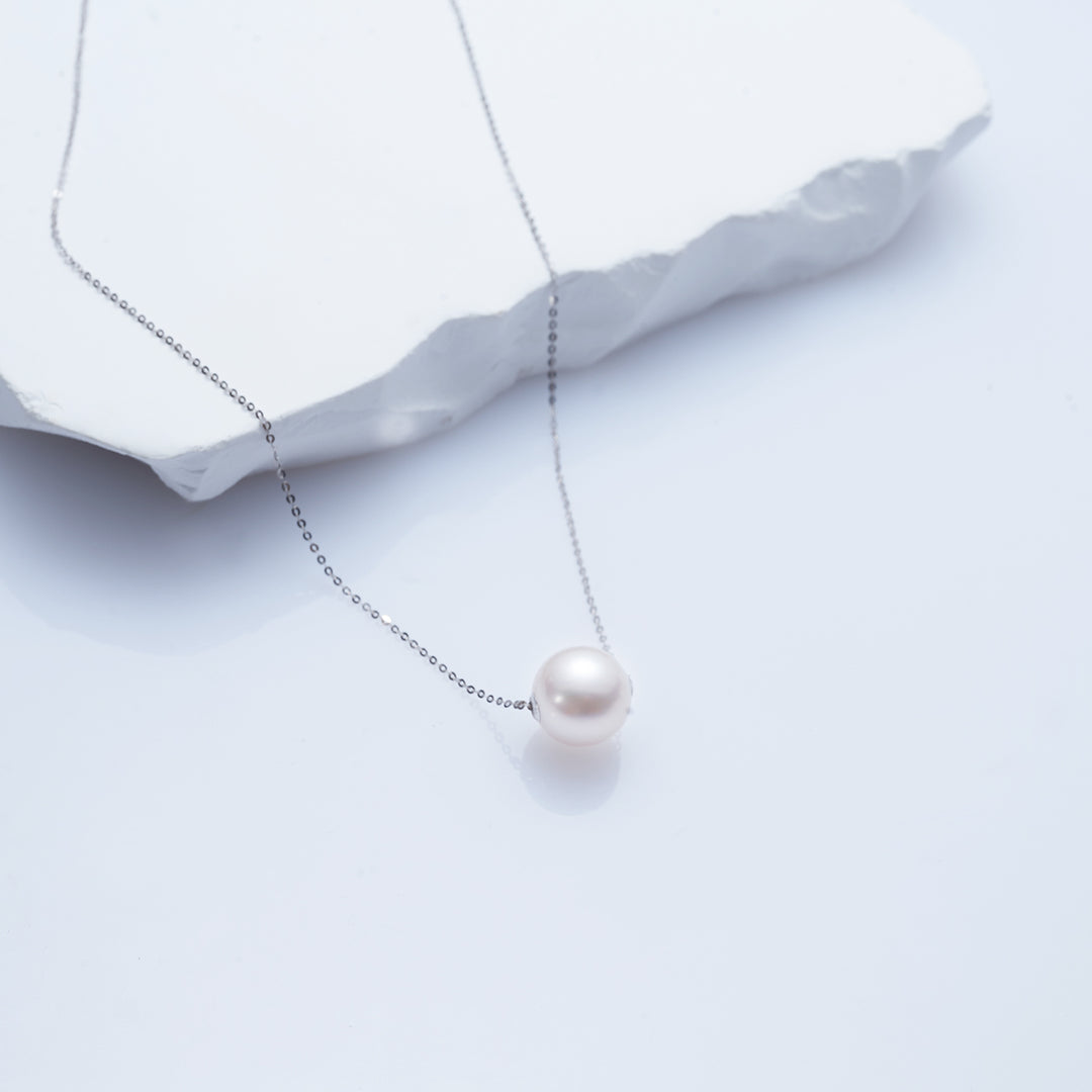 Collier de perles de la mer du Sud blanche australienne en or massif 18 carats KN00039