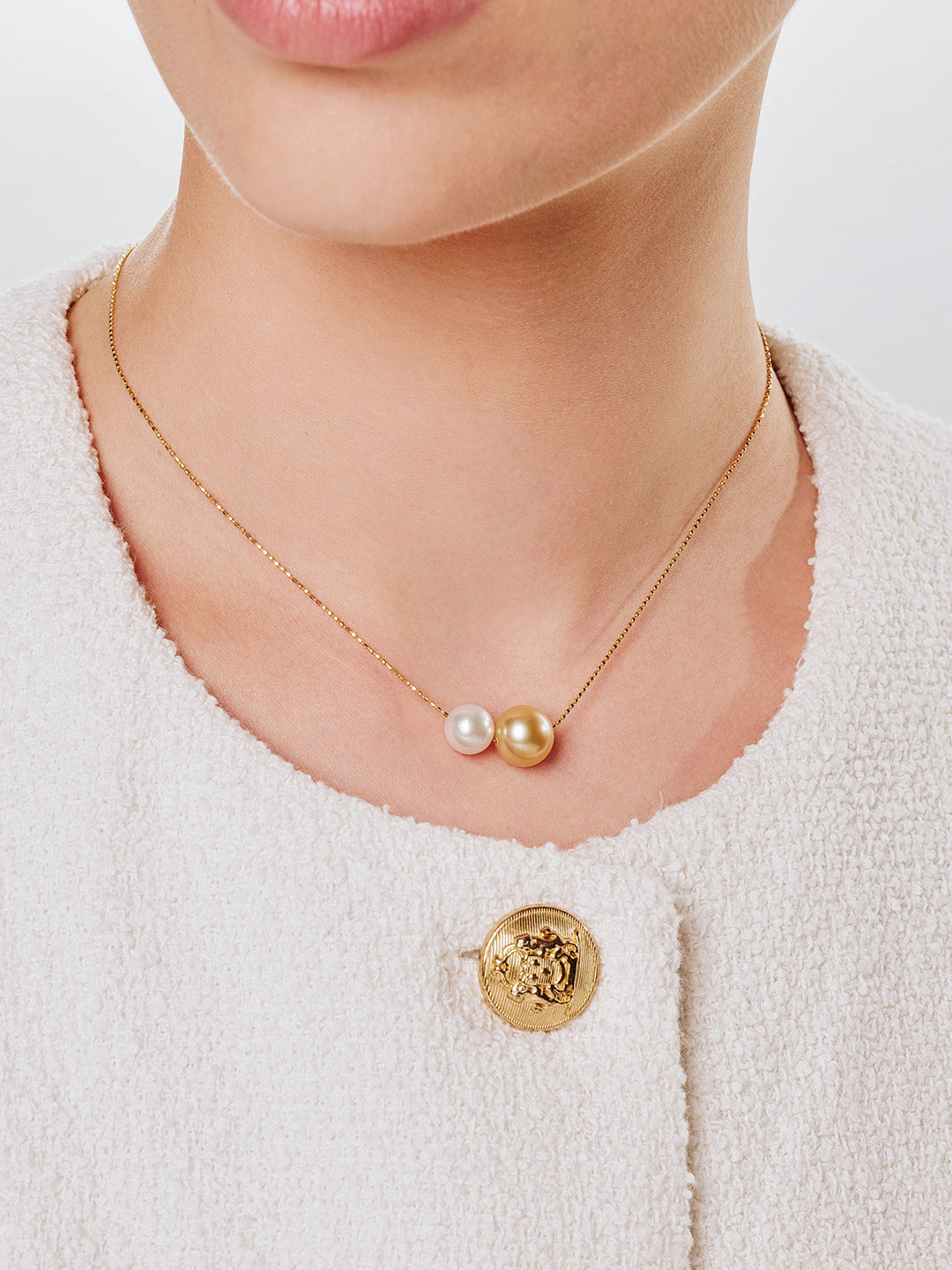 18k Gold South Sea Golden Pearl Necklace KN00222 | HARMONY