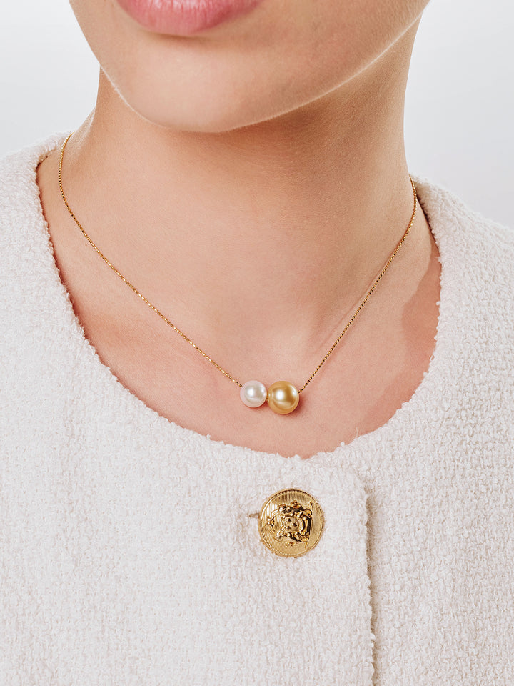 18k Gold South Sea Golden Pearl Necklace KN00222 | HARMONY