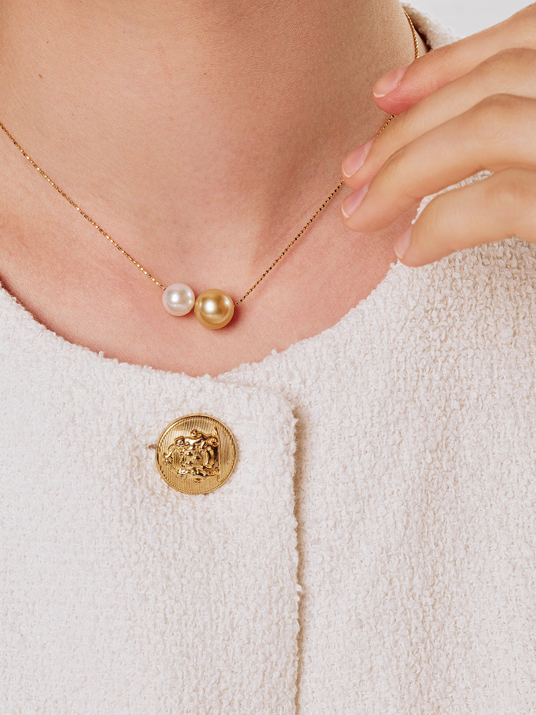 18k Gold South Sea Golden Pearl Necklace KN00222 | HARMONY