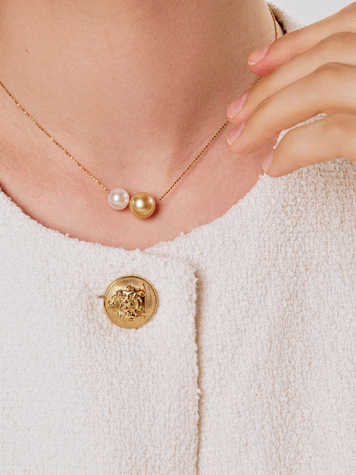 18k Gold South Sea Golden Pearl Necklace KN00222 | HARMONY