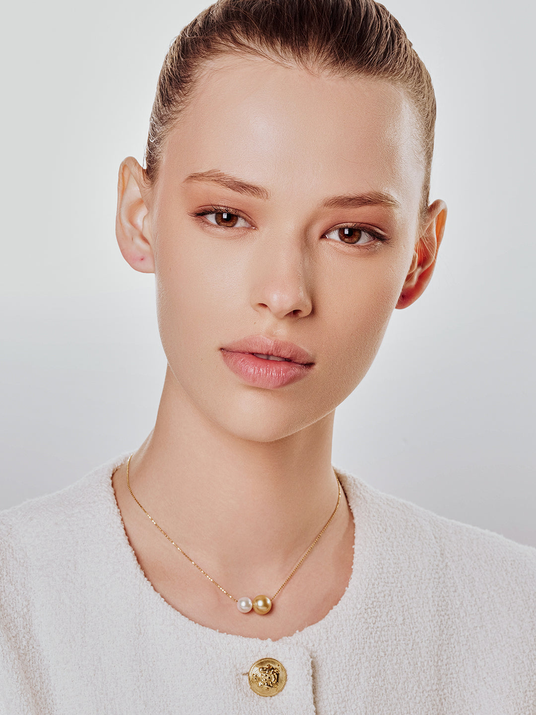 18k Gold South Sea Golden Pearl Necklace KN00222 | HARMONY