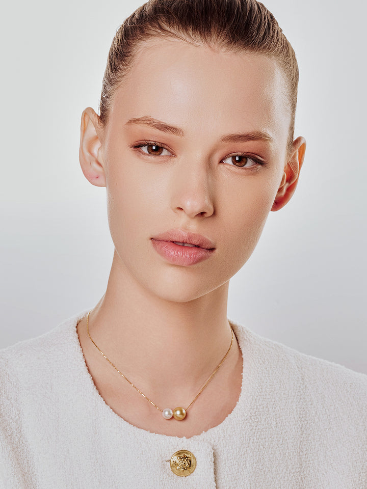 18k Gold South Sea Golden Pearl Necklace KN00222 | HARMONY