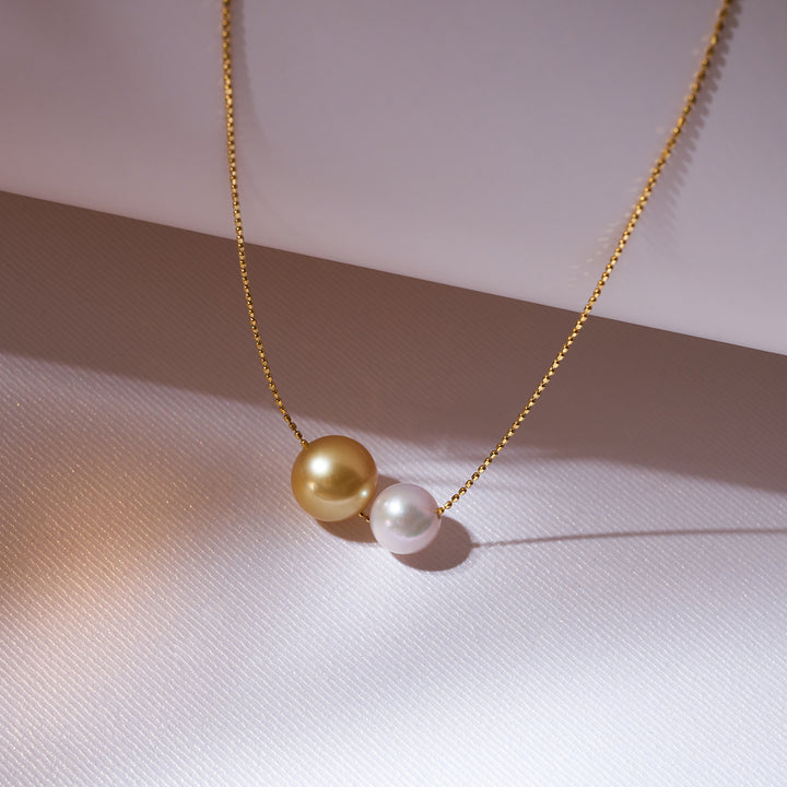 Collier de perles dorées des mers du Sud en or 18 carats KN00222 | HARMONIE