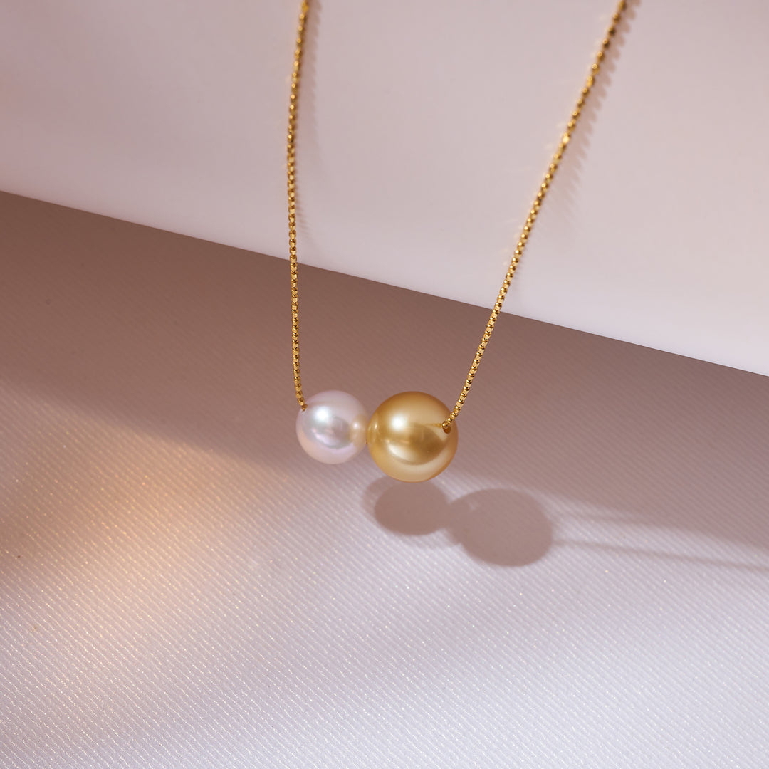 Collier de perles dorées des mers du Sud en or 18 carats KN00222 | HARMONIE