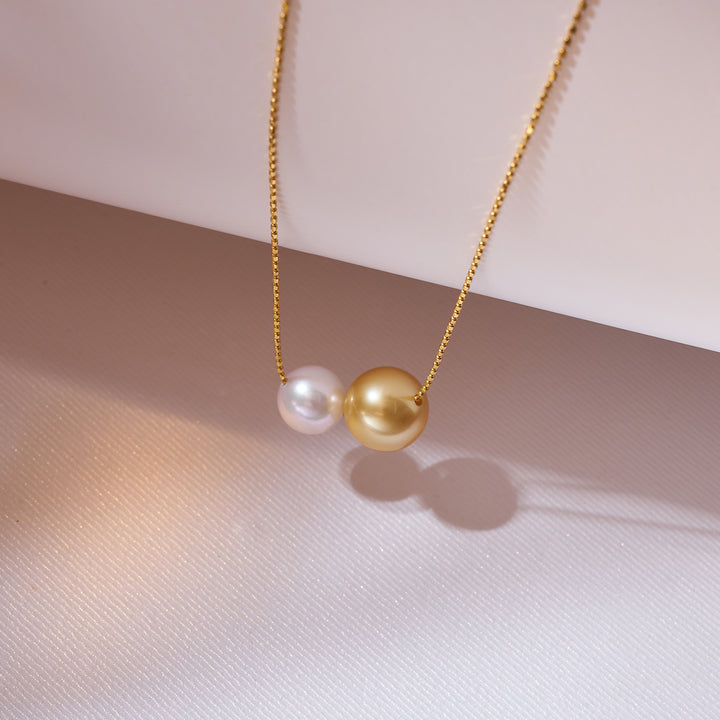 Collana di perle dorate dei Mari del Sud in oro 18 carati KN00222 | ARMONIA