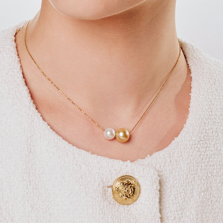 Collana di perle dorate dei Mari del Sud in oro 18 carati KN00222 | ARMONIA