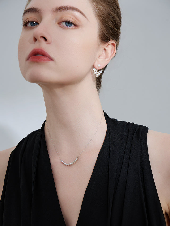 Collana di perle Akoya blu in oro massiccio 18 carati KN00223