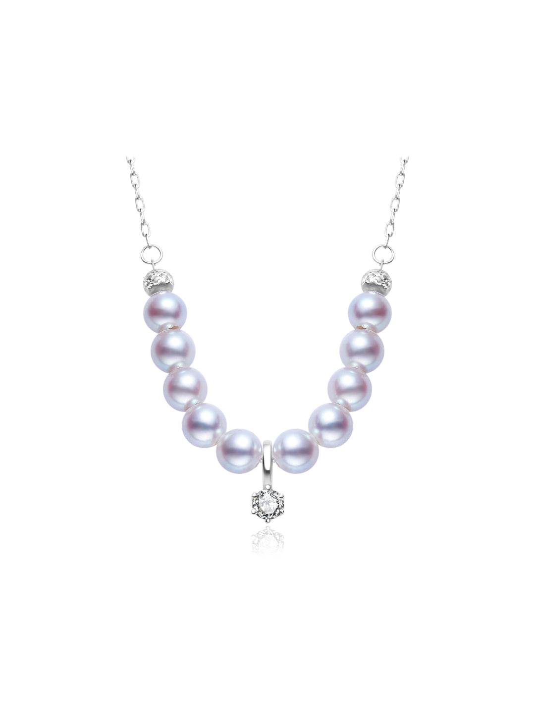 18K Solid Gold Silver Blue Akoya Pearl Necklace KN00223