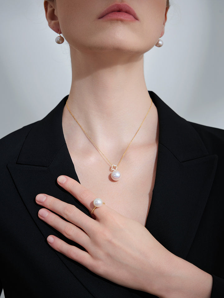 18k Solid Gold Edison Pearl Necklace KN00226