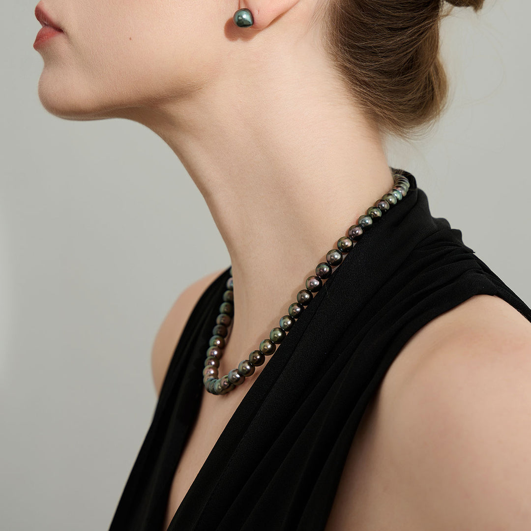 Collier en or massif 18 carats PEACOCK avec perle tahitienne KN00394