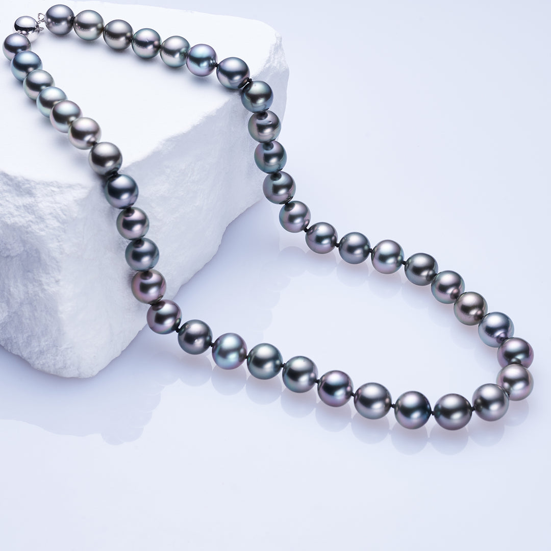 18k Solid Gold Aurora PEACOCK Tahitian Pearl Necklace KN00233 - PEARLY LUSTRE