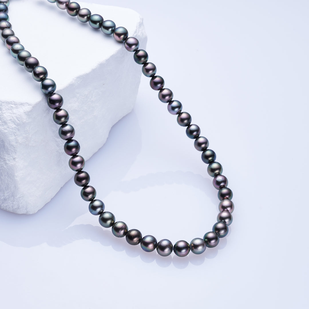 18k Solid Gold Aurora PEACOCK Tahitian Pearl Necklace KN00234 - PEARLY LUSTRE