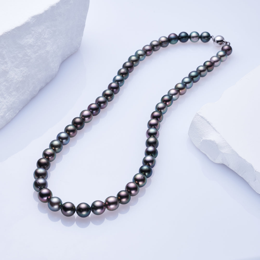 18k Solid Gold Aurora PEACOCK Tahitian Pearl Necklace KN00234 - PEARLY LUSTRE