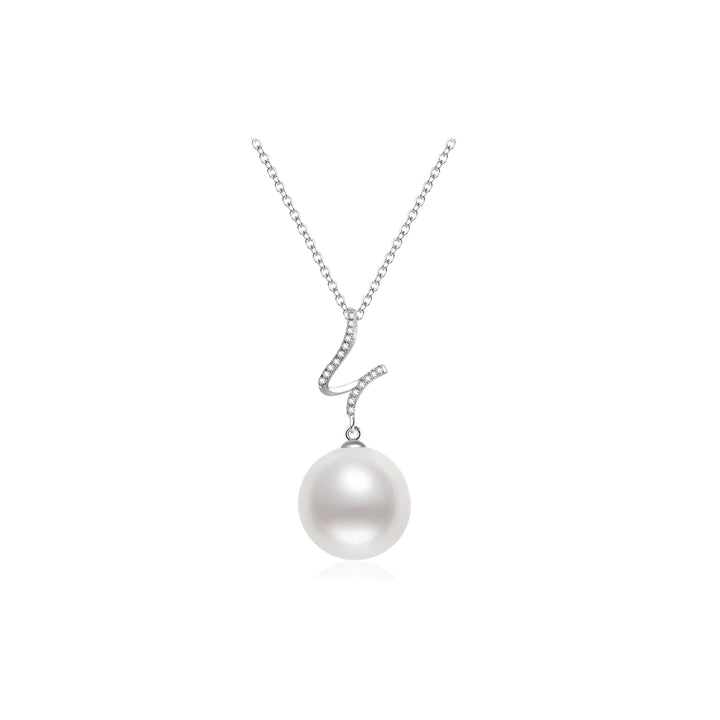 Collier de perles d'eau salée blanches australiennes en or massif 18 carats et diamants KN00237