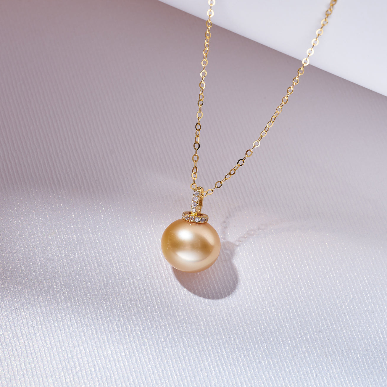 18K Solid Gold 11mm South Sea Golden Pearl Necklace KN00238 - PEARLY LUSTRE