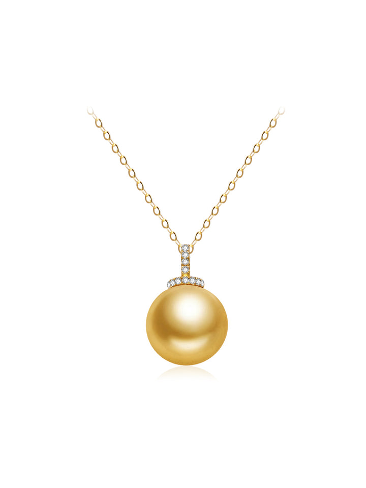 Rantai Leher Mutiara Emas Laut Selatan Emas Tulen 18K 12mm KN00240