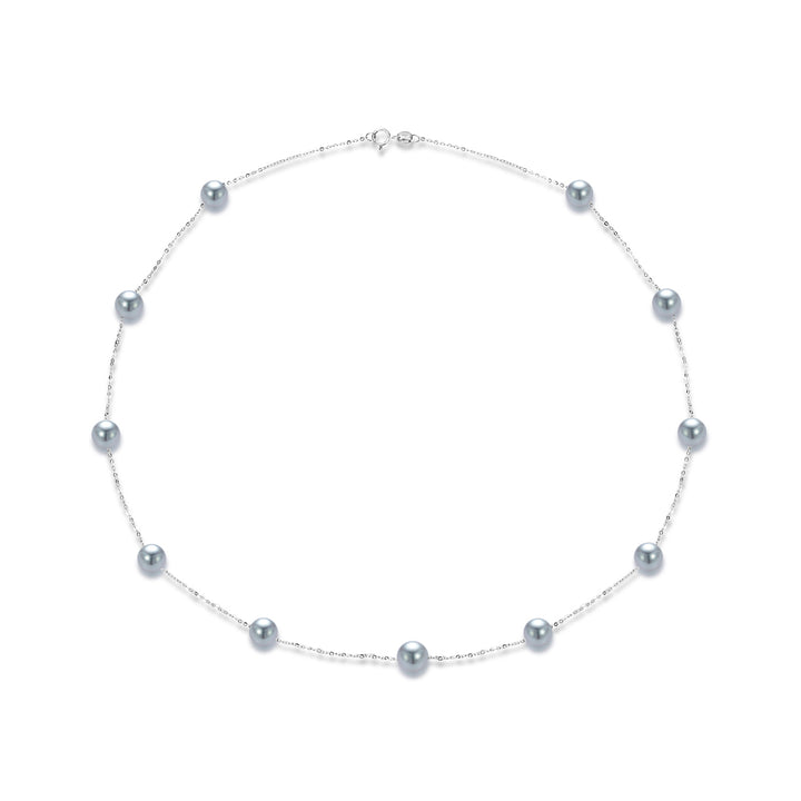 Collier de perles Akoya bleues en or massif 18 carats et argent KN00241