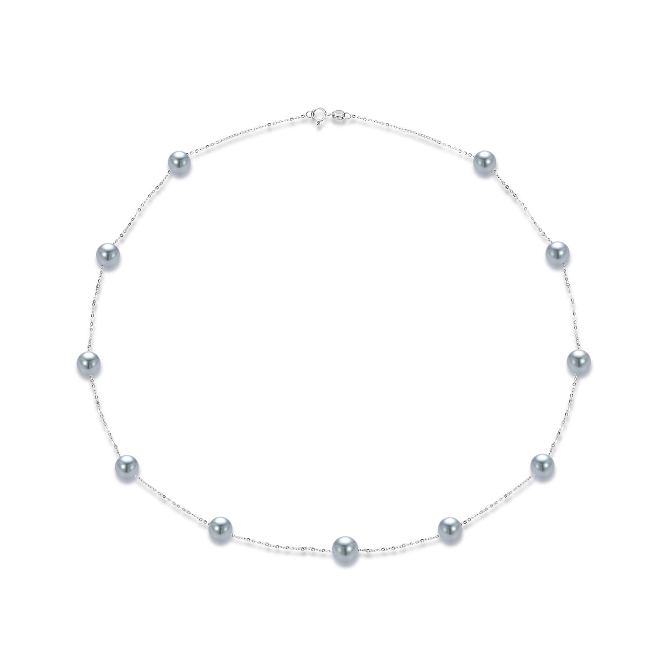 18k Solid Gold Silver Blue Akoya Pearl Necklace KN00241 - PEARLY LUSTRE
