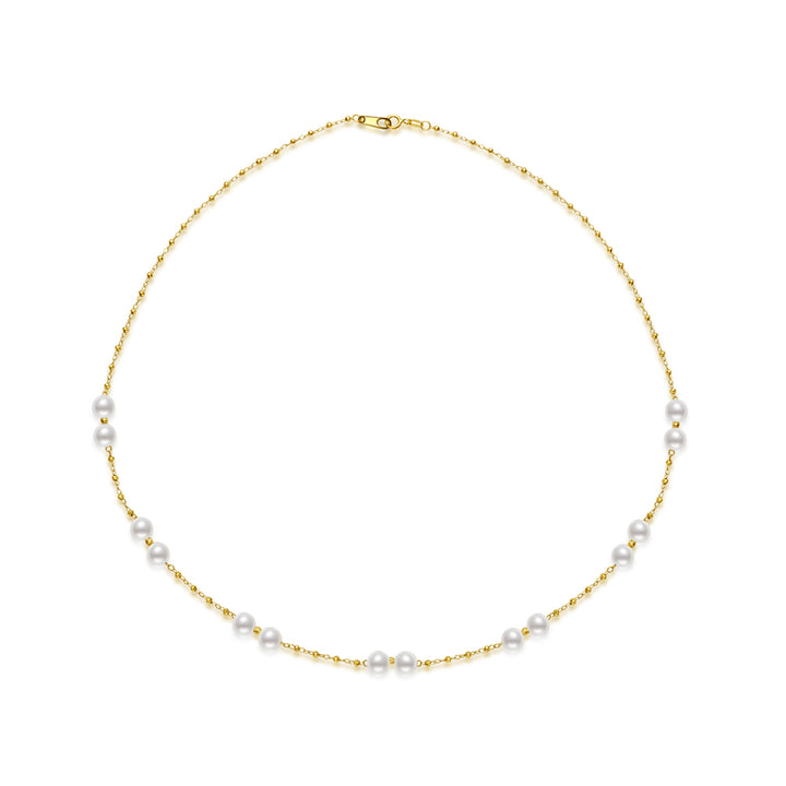 18k Solid Gold Akoya Pearl Necklace KN00242