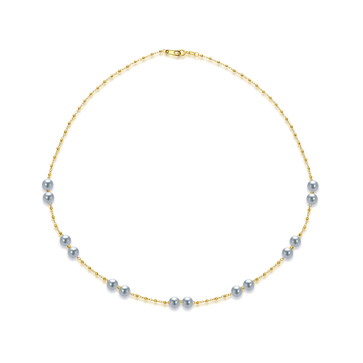 18k Solid Gold Silver Blue Akoya Pearl Necklace KN00243