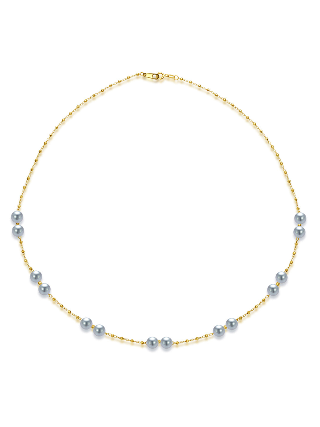 18k 純金銀藍色 Akoya 珍珠項鍊 KN00243