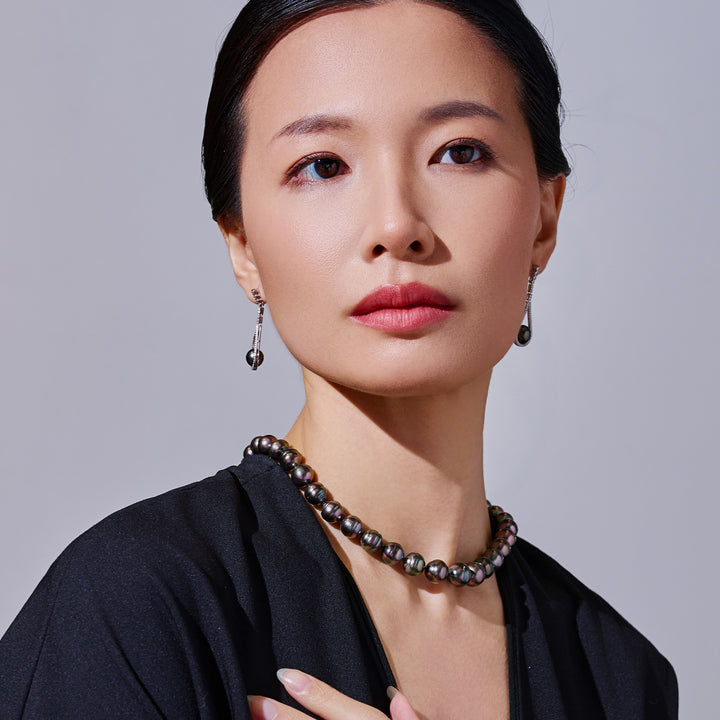 18 Karat Massives Gold REGENBOGEN Tahiti-Perlen-Halskette KN00247